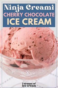 an ice cream in a glass bowl with text overlay that reads,'i dream of ice cream '