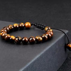 New Beaded Nice Packaging Fast Shipping Nice Packaging, Black Beaded Bracelets, Braided Rope, Mens Accessories Jewelry, Tiger Eye Stone, Eye Stone, Beads Bracelet, Black Beads, Tiger Eye