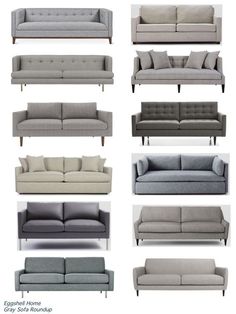 the different types of couches and loveseats are shown in this set up