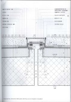 an architectural drawing shows the layout of a building with several sections and details in it