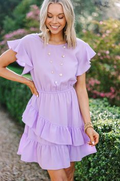 Purple Ruffle Dress, Pastel Lavender, Lavender Dress, Floral Cocktail Dress, Lavender Dresses, Black Tie Dress, Long Sleeve Outerwear, Ruffled Dress, Lavender Purple