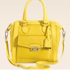 Cole Hann Zoe Structured Yellow Leather Satchel Handbag New Condition Without Tags Never Used Just Admired Measurements Width:11 In Height:10.2 In Depth:3.5 In Yellow Satchel With Top Carry Handle For Errands, Casual Satchel With Gold-tone Hardware For Errands, Casual Yellow Leather Satchel, Chic Yellow Satchel For Shopping, Yellow Leather Satchel With Detachable Strap, Chic Yellow Leather Satchel, Chic Yellow Satchel For Travel, Chic Yellow Satchel For Errands, Yellow Crossbody Satchel For Everyday Use