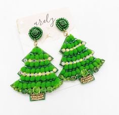 Christmas Jewelry Christmas Earrings Christmas Themed | Etsy Green Beaded Earrings For Christmas, Green Beaded Earrings For Christmas Party, Green Beaded Earrings For Holidays, Football Jewelry, Tree Earrings, Christmas Tree Earrings, Pumpkin Earrings, Fall Earrings, Earrings Christmas