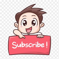 a cartoon boy holding a sign that says subscribe, hd png