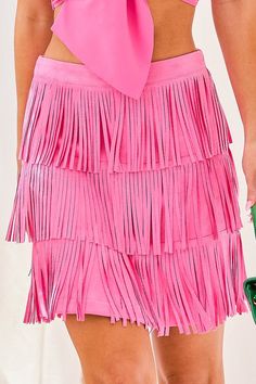 Pink tiered faux suede mini-skirt,zipper. (top sold separately) spandex/poly ...TOP available Skirt Zipper, Suede Mini Skirt, Party Skirt, Fringe Skirt, Kids Outerwear, Pink Suede, Zipper Top, Boho Shorts, Fashion Boutique