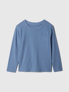 Pocket Tshirt, Baby Gap, Knit Jersey, Patch Pocket, Baby Toddler, Print T Shirt, Gap, Long Sleeves, Crew Neck