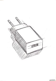 a drawing of a router on a white paper with a pen in the foreground