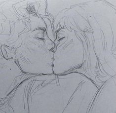 a drawing of two people kissing each other