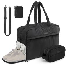 PRICES MAY VARY. 【Upgraded Three-piece Set】: This puffer weekender bag comes with an upgraded three-piece set: 1 duffel bag, 1 toiletry bag, and 1 detachable small ID bag. This great gym bag is the perfect reliable companion for indoor and outdoor sports, ideal for workouts, travel, yoga, tennis, basketball, fishing, camping, hiking and many outdoor activities, can be used as a gym bag, travel duffel bag, weekender overnight bag, airplane travel bags, etc. 【Gym Bag with Separate Shoe Compartment Travel Duffel Bag, Unique Backpacks, Airport Travel, Airplane Travel, Bag Shoes, Travel Duffel, Duffel Bag Travel, Disney Stuff, Travel Tote