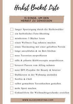 a checklist with the words herbst brucke list in german and english