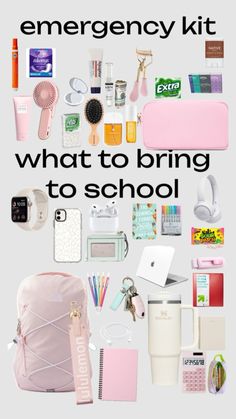 an emergency kit with the words what to bring to school