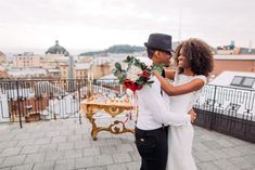 a man and woman standing next to each other with the words what type of song should you play for your first dance?