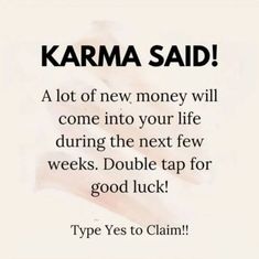 a poster with the words karma said on it