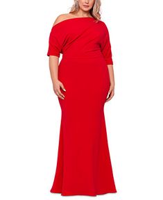 Betsy & Adam Plus Size Asymmetrical Neck Gown & Reviews - Dresses - Plus Sizes - Macy's All White Party Dresses, Missy Dresses, Neutral Dresses, Bachelorette Party Dress, Shimmery Dress, Military Ball Dresses, Day To Night Dresses, Dress With Shawl, Rehearsal Dress