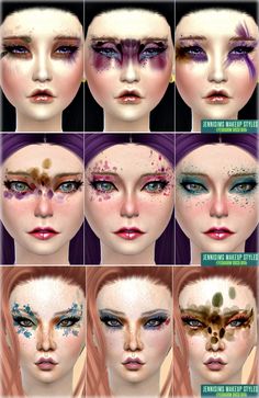 many different types of makeup are shown in this image, including the eyes and eyebrows