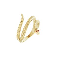 This Garnet Snake Ring is a luxurious, sophisticated piece of jewelry. Crafted from 14k Yellow Gold and set with a deep red Garnet gemstone, it radiates subtle elegance and exquisite taste. This exclusive ring is sure to turn heads and captivate hearts. Available in 14K Yellow Gold | 14K White Gold | 14k Rose Gold | Sterling Silver 1mm Round Mozambique Garnets Luxury Stackable Ruby Jewelry, Luxury Stackable Ruby Ring, Luxury Red Stackable Jewelry, Luxury Gemstone Stackable Rings For Formal Occasions, Formal Gold Stackable Ruby Rings, Luxury Ruby Jewelry With Polished Finish, Luxury Polished Ruby Jewelry, Luxury Garnet Gemstone Rings, Elegant Garnet Ruby Ring Stamped 14k