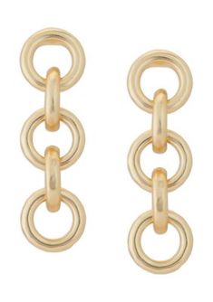 These fun and funky Chain Link Linear Earrings from Lucky Brand are just what an edgy look needs. Fitting the street style vibe, these earrings are a must-have in any jewelry collection for everyday looks and bold nights. Make them yours by pairing them with mixed or matching pieces for a style as unique as you are. | Lucky Brand Chain Link Linear Earrings, Gold Trendy Gold-tone Single Earring, Trendy Gold-tone Jewelry With Matching Earrings, Trendy Single Gold-tone Earring, Trendy Gold-tone Earrings For Everyday, Trendy Nickel-free Earrings, Bold Metal Jewelry For Everyday, Trendy Metal Chain Earrings, Trendy Everyday Chain Link Earrings, Trendy Gold-tone Pierced Earrings