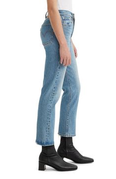 Inspired by cheeky vintage Levi's styles, these low-stretch jeans in a sanded medium wash hug the hips to showcase your curves to greatest effect. Distressed hems add lived-in character to the casual look. 15" leg opening; 11" front rise; 14 1/2" back rise (size 29 x 28) Button fly 99% cotton, 1% elastane Machine wash, tumble dry Imported Classic Fitted Cutoff Jeans, Levi's Straight Leg Cropped Jeans In Medium Wash, Levi's Medium Wash Rigid Denim Bottoms, Levi's Medium Wash Bottoms With Straight Hem, Levi's Medium Wash Straight Hem Bottoms, Levi's Mid-rise Medium Wash Jeans, Casual Fitted Cutoff Cropped Jeans, Levi's Mid-rise Cropped Jeans In Medium Wash, Levi's Mid-rise Light Wash Jeans