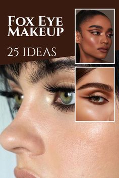 Fox Eye Tutorial, Makeup Ideas Step By Step, Fox Eye Makeup, Fox Eyes, Eye Makeup Ideas, Black Eyeshadow