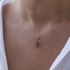 14K Gold Stiletto Pendant: Materials & Specifications:  - 14K gold - Footprint dimensions are 2cm x 1.3cm - Available in rose gold, yellow gold, and white gold options Available in 4 different chain lengths: 42cm (16.5 in), 45cm (17.7 in), 47cm (18.5 in), 49cm (19.3 in) As with all of our products, this item is handmade and made to order. **WEARING YOUR JEWELRY** Show your love to your beautifully handcrafted pieces!  Although we stand behind the craftsmanship of our jewelry, our pieces are deli Gold Shoe, Gold Stilettos, Shoe Pendant, Gold Shoes, Jewelry Show, Pendant Gold, Gold Pendant Necklace, Gold Yellow, Mother's Day Gift