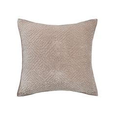 a beige pillow with a textured pattern on the front and back, sitting on a white background