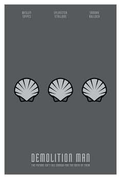 three seashells on a gray background with the words demolition man