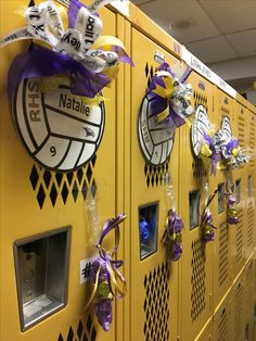 the lockers are decorated with ribbons and decorations