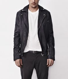 Ishida Leather Biker Jacket | Mens Leather Jackets | AllSaints Classic Edgy Style, Black Biker Jacket, Best Leather Jackets, Leather Motorcycle Jacket, Leather Biker Jacket, Outfit Combinations