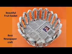 a paper plate with newspaper on it and the words beautiful fruit basket best newspaper craft