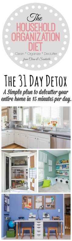 This 31 day decluttering challenge will jumpstart your way to a totally organized home in 2015! //cleanandscentsible Decluttering Challenge, Row Home, Casa Clean, Vibeke Design, Organized Home, Casa Vintage, Home Organisation, Home Management, Household Organization