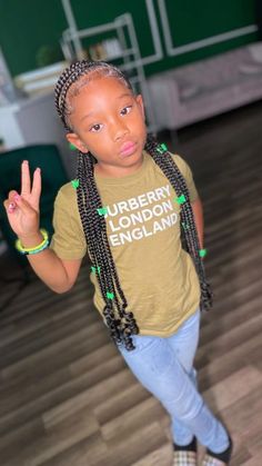 Box Braids Hairstyles For Black Kids, Braids Braided Into A Ponytail, Braids For Picture Day, Front Hair Styles Braids, Hairstyles For Back To School Black Kids, Back To School Hairstyles Braids 3rd Grade, Hairstyles For Lil Black Girls Kids, Braids For 9 Yrs Old, Kids 2 Braids Hairstyles Black