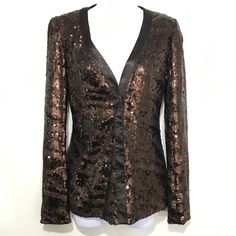 Brown sequins Hidden snap closure Shell - 98% viscose and 2% elastane Lining - 95% polyester and 5% spandex Marked P which is an XS according to the Rachel Zoe size chart Length – 25, Shoulders - 14, Sleeves - 25, Chest - 32,  Hips - 34 inches NEW with $450 tags, Excellent condition! I am happy to answer any questions and provide additional photos. Check out my other items! International buyers are responsible for any import tax or customs duties.  S0323