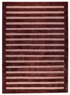 a brown and white rug with horizontal stripes