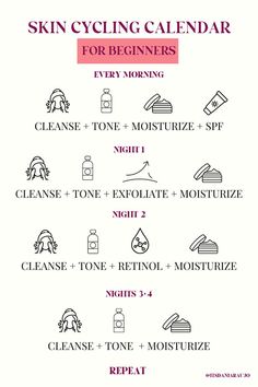 Skin cycling routine calendar for beginners Skin Cycling Routine, Skin Cycle, Skin Cycling, Haut Routine, Skin Advice, Skin Care Routine Order, Natural Face Skin Care, Serious Skin Care, Skin Care Tutorial