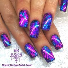 Popular Nail Ideas, Space Nail Art, Naked Nails, Nails For Sale, Purple Nail Art Designs, Negative Space Nail Art, Unghie Sfumate, Butterfly Nails