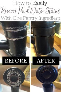 how to easily remove hard water stains with one pantry ingredient - before and after photos