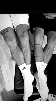 Tatto idee Christian Neck Tattoos For Men, Christian Leg Sleeve Tattoos, Tattoo Inspiration Men Leg, Mens Thigh Tattoos Ideas, Written Tattoos Men, Christian Leg Tattoo, Christian Leg Tattoo Men, Word Leg Tattoos, Minimalist Leg Tattoo