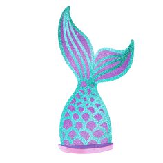 a blue and purple mermaid tail shaped object on a white background with pink trimmings