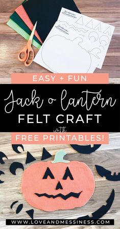 an easy and fun jack o lantern felt craft with free printables