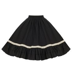 This price includes a skirt with 2 detachable bowknots.   	 		 			Size 			S 			M 			L 		 		 			Full Length 			64 			66 			68 		 		 			Waist 			58-105 			63-110 			68-115 		 		 			Hem Circumference 			260 			265 			270 Flared Skirt With Bow, Retro Tiered Ruffled Skirt, Fitted Black Skirt With Bow, Retro Tiered Ruffle Skirt, Flared Skirt With Bow Detail, Frilly Black Skirt, Fitted Black Skirt With Bow Detail, Black Summer Skirt With Bow Detail, Black Flared Petticoat