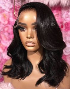 OpHair - Side Part Wavy Shoulder Length Glueless Invisible Lace Wig - OPH009 Side Part 22 Inch Wig, Side Part Lace Closure Sew In, Side Part Short Curly Hair, Shoulder Length Wig Black Women, Frontal Wig Hairstyles Side Part, Side Part Shoulder Length Hair, Wigs For Black Women Styles, Side Part Swoop, Side Part Wig Install