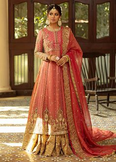 Designer Embellished Bridal Pink Lehenga with Long Gown Bridal Pink Lehenga, Pink Lengha, Lehenga Pakistani, Golden Lehenga, Dori Work, Pakistani Bridal Dress, Pink Lehenga, Desi Style, Pakistani Bridal Dresses