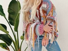 Multicolor Knitted Cardigan For Fall, Bohemian Knitted Cardigan For Fall, Bohemian Fall Knit Cardigan, Fall Bohemian Knitted Cardigan, One Size Knitted Sweater For Spring, Multicolor Soft Knit Cardigan For Fall, Multicolor Knit Cardigan For Fall, Fall Multicolor Soft Knit Cardigan, Fall Multicolor Knit Cardigan