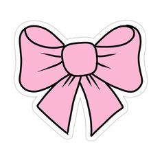 a pink bow sticker that is on the side of a white background and has been drawn