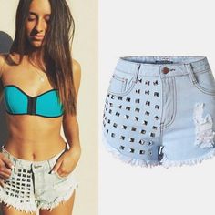 The shorts with rivet is always very popular,the most attractive of this short is its rivets and irregular design,which give others a individual feeling.You can wear it at your free time,which do add some glamour to you.Material:DenimSize:32, 34, 36, 38, 40, 42, 44Colors:White, Black, BlueWaistline:High WaistDecoration:RivetPocket: Side Pockets And Back PocketsFit Type:SlimClose Type:ZipperOccasion: Casual, ClubThe accessories are not included. Punk High Waist Summer Shorts, Punk High Waist Jean Shorts For Summer, Punk Style High-waisted Jean Shorts For Summer, Summer Punk High Waist Jean Shorts, High Waist Punk Shorts For Spring, Punk High Waist Shorts For Spring, Punk High-waisted Shorts For Spring, Punk Style High Waist Shorts For Spring, Edgy High-waisted Shorts For Summer