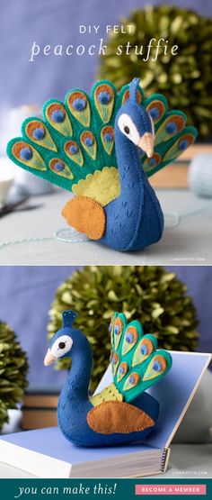 the peacock is made out of felt