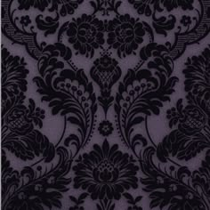 an ornate black and purple wallpaper with floral design on the bottom, it is very dark