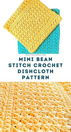 Mini Bean Stitch Dishcloth Crochet Pattern Mini Bean Stitch Crochet, Bean Stitch Crochet, Mini Bean Stitch, Free Crochet Dishcloth, Crochet Dishcloth Pattern, Towel Toppers