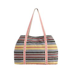 This bright and colorful tote bag is embellished with beading, sequins and pom poms and features a bright, vibrant print. These fun and cute tote bags are the perfect size for a day on the beach, an overnight trip or even just to run around town carrying the millions of everyday "necessities." This fun and colorful hand embellished tote bag is definitely a statement bag. Handcrafted by artisans, this cute tote bag features a magnetic closure as well as lobster clips, an coral pink lined interior Colorful Tote Bags, Making People Happy, Statement Bag, Cute Tote Bags, Coral Pink, Pom Poms, Comfortable Outfits, Magnetic Closure, Make You Smile