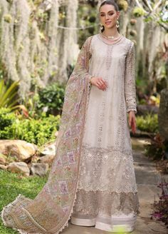 Brand: Saadia AsadProduct: Chikankari D-03BCollection: Noor by Saadia Asad Luxury Chikankari Lawn CollectionFabric: LawnDesign Work: Embroidered PRODUCT DETAILS: Schiffli and sequin embroidered lawn front Embroidered lawn back Embroidered lawn sleeves Dyed cambric trouser Digital printed chiffon dupatta Embroidered neckline & border Embroidered hem scalloped border Embroidered sleeves patch Embroidered Sleeves border & front batch Sequin Embroidered scalloped border DISCLAIMER:* Lining, Laces, a Pakistani White Dress, Designer Salwar Kameez, Kurta Dress, Designer Anarkali, Pakistani Salwar Kameez, Chiffon Collection, Eid Dresses, Pakistani Designers, Pakistani Suits